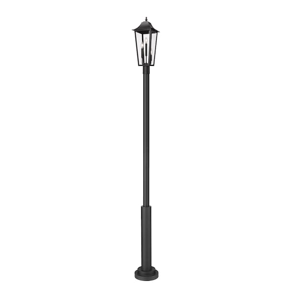 Z-Lite Gannon 3 Light Outdoor Post Mounted Fixture, 12in. W x 121.5in. H, Black 5008PHBR-5010P-BK - main